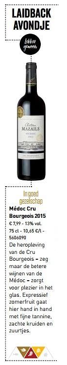 Promoties Médoc cru bourgeois 2015 - Rode wijnen - Geldig van 06/11/2017 tot 31/12/2017 bij Lidl