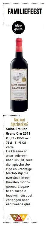 Promoties Saint-emilion grand cru 2011 - Rode wijnen - Geldig van 06/11/2017 tot 31/12/2017 bij Lidl