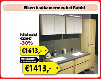 Promoties Eiken badkamermeubel rabbi dubbel meubel - Huismerk - Bouwcenter Frans Vlaeminck - Geldig van 05/11/2017 tot 30/11/2017 bij Bouwcenter Frans Vlaeminck