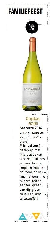 Promoties Sancerre 2016 - Witte wijnen - Geldig van 06/11/2017 tot 31/12/2017 bij Lidl