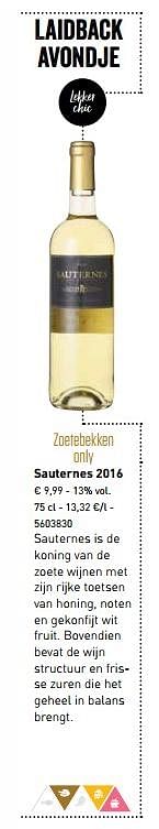 Promotions Sauternes 2016 - Vins blancs - Valide de 06/11/2017 à 31/12/2017 chez Lidl