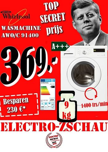 Promoties Whirlpool wasmachine awo-c 91400 - Whirlpool - Geldig van 01/11/2017 tot 29/11/2017 bij Electro Zschau