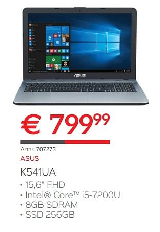 Promoties Asus laptop k541ua - Asus - Geldig van 15/10/2017 tot 30/11/2017 bij Auva
