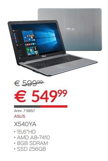 Promoties Asus laptop x540ya - Asus - Geldig van 15/10/2017 tot 30/11/2017 bij Auva