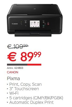 Promoties Canon printer pixma - Canon - Geldig van 15/10/2017 tot 30/11/2017 bij Auva