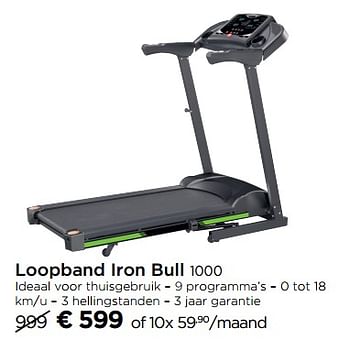Promoties Loopband iron bull 1000 - Iron Bull - Geldig van 31/10/2017 tot 22/11/2017 bij Molecule