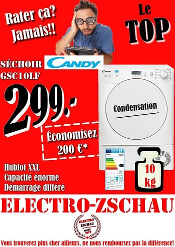 Promotions Candy séchoir gsc1olf - Candy - Valide de 01/11/2017 à 29/11/2017 chez Electro Zschau