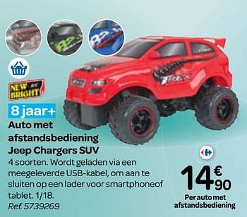 Promoties Auto met afstandsbediening jeep chargers suv - New Bright Toys - Geldig van 25/10/2017 tot 06/12/2017 bij Carrefour