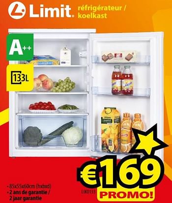 Promoties Limit réfrigérateur - koelkast lik0133 - Limit - Geldig van 03/11/2017 tot 30/11/2017 bij ElectroStock