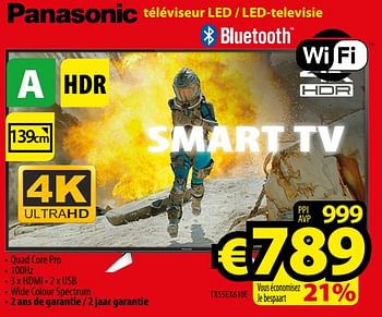 Promotions Panasonic téléviseur led - led-televisie tx55ex610e - Panasonic - Valide de 03/11/2017 à 30/11/2017 chez ElectroStock