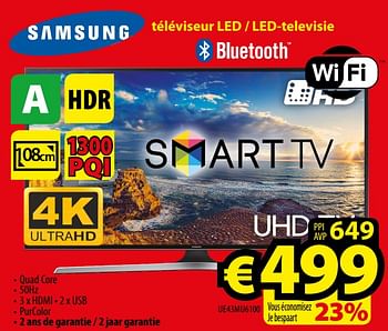 Promoties Samsung téléviseur led - led-televie ue43mu6100 - Samsung - Geldig van 03/11/2017 tot 30/11/2017 bij ElectroStock
