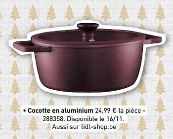 Promotions Cocotte en aluminium - Produit maison - Lidl - Valide de 06/11/2017 à 31/12/2017 chez Lidl