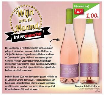 Promoties Domain de la petite roche cabarnet of rosé d`anjou - Rosé wijnen - Geldig van 01/11/2017 tot 30/11/2017 bij Intermarche