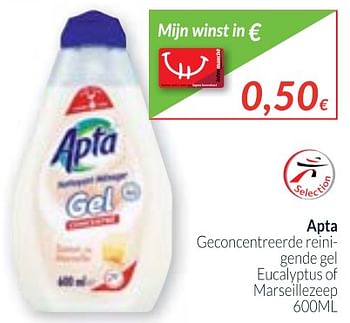 Promotions Apta geconcentreerde reinigende gel eucalyptus of marseillezeep - Apta - Valide de 01/11/2017 à 30/11/2017 chez Intermarche
