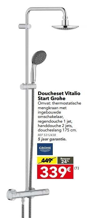 Promoties Doucheset vitalio start grohe - Grohe - Geldig van 14/11/2017 tot 04/12/2017 bij BricoPlanit