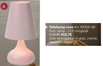 Promoties Tafellamp roos - Huismerk - Zelfbouwmarkt - Geldig van 07/11/2017 tot 04/12/2017 bij Zelfbouwmarkt