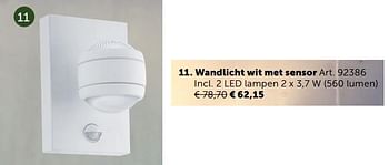 Promotions Wandlicht wit met sensor - Produit maison - Zelfbouwmarkt - Valide de 07/11/2017 à 04/12/2017 chez Zelfbouwmarkt