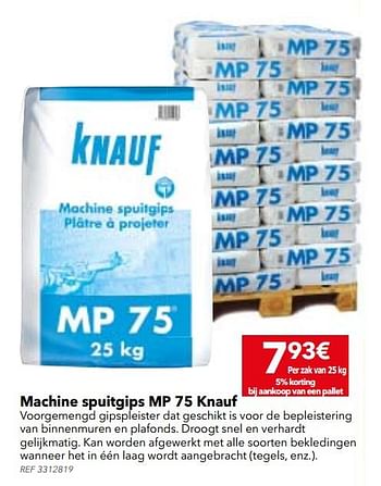 Promotions Machine spuitgips mp 75 knauf - Knauf - Valide de 14/11/2017 à 04/12/2017 chez BricoPlanit