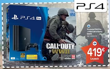 Promotions Console ps4 pro + ps4 call of duty wwii - Sony - Valide de 25/10/2017 à 06/12/2017 chez Carrefour