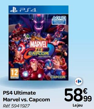 Promotions Ps4 ultimate marvel vs. capcom - Capcom - Valide de 25/10/2017 à 06/12/2017 chez Carrefour
