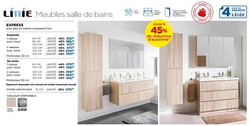 Promoties Meubles salle de bains express - Linie - Geldig van 30/10/2017 tot 02/12/2017 bij X2O