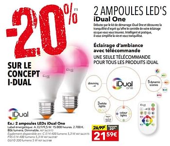 Promotions 2 ampoules leds idual one - IDUAL - Valide de 14/11/2017 à 04/12/2017 chez BricoPlanit