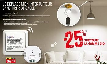 Promotions Interrupteur sans fil + module on-off chacon - Chacon - Valide de 14/11/2017 à 04/12/2017 chez BricoPlanit