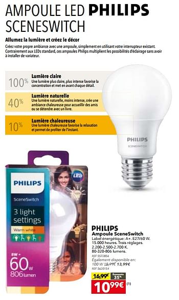 Promoties Philips ampoule sceneswitch - Philips - Geldig van 14/11/2017 tot 04/12/2017 bij BricoPlanit