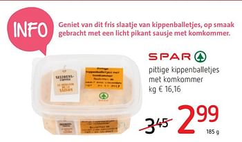 Promoties Pittige kippenballetjes met komkommer - Huismerk - Spar Retail - Geldig van 16/11/2017 tot 29/11/2017 bij Spar (Colruytgroup)