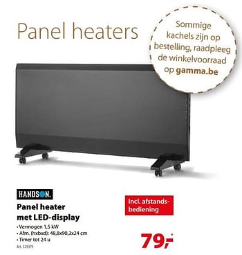 Promotions Panel heater met led-display - Handson - Valide de 03/11/2017 à 31/01/2018 chez Gamma