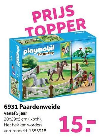 Promoties 6931 paardenweide - Playmobil - Geldig van 30/10/2017 tot 10/12/2017 bij Bart Smit