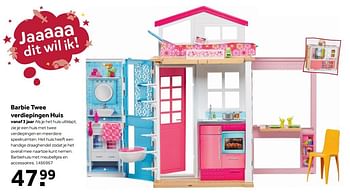 Promotions Barbie twee verdiepingen huis - Mattel - Valide de 30/10/2017 à 10/12/2017 chez Bart Smit