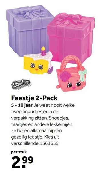 Promoties Feestje 2-pack - Shopkins - Geldig van 30/10/2017 tot 10/12/2017 bij Bart Smit