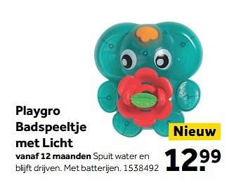 Promotions Playgro badspeeltje met licht - Playgro - Valide de 30/10/2017 à 10/12/2017 chez Bart Smit