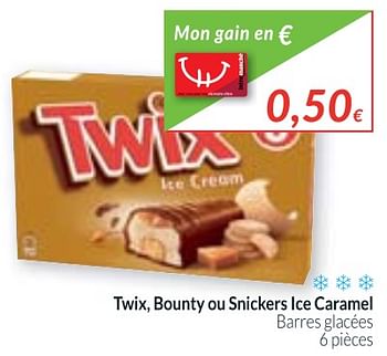 Promotions Twix, bounty ou snickers ice caramel barres glacées - Produit maison - Intermarche - Valide de 01/11/2017 à 30/11/2017 chez Intermarche