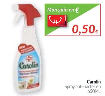 Promotions Carolin spray anti-bacterien - Carolin - Valide de 01/11/2017 à 30/11/2017 chez Intermarche