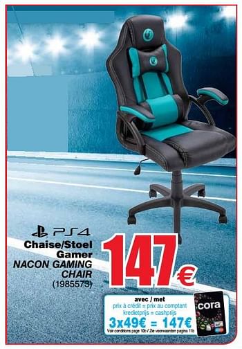 Promotion Cora Chaise Stoel Gamer Nacon Gaming Chair Produit Maison Cora Meubles Valide Jusqua 4 Promobutler