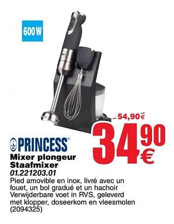Promoties Princess mixer plongeur staafmixer 01.221203.01 - Princess - Geldig van 07/11/2017 tot 20/11/2017 bij Cora