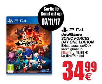 Promoties Jeu-game sonic forces day one edition existe aussi - Sega - Geldig van 07/11/2017 tot 20/11/2017 bij Cora