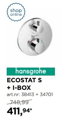 Promoties Ecostat s + i-box inbouwdouchekraanwerk - Hansgrohe - Geldig van 30/10/2017 tot 02/12/2017 bij X2O