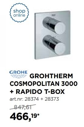 Promoties Grohtherm cosmopolitan 3000 + rapido t-box inbouwdouchekraanwerk - Grohe - Geldig van 30/10/2017 tot 02/12/2017 bij X2O
