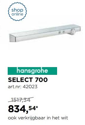 Promoties Select 700 inbouwdouchekraanwerk - Hansgrohe - Geldig van 30/10/2017 tot 02/12/2017 bij X2O