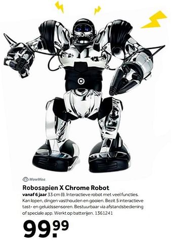 Promotions Robosapien x chrome robot - Wowwee - Valide de 30/10/2017 à 10/12/2017 chez Bart Smit