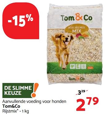 Promoties Aanvullende voeding voor honden tom+co rijstmix - Huismerk - Tom & Co - Geldig van 02/11/2017 tot 15/11/2017 bij Tom&Co