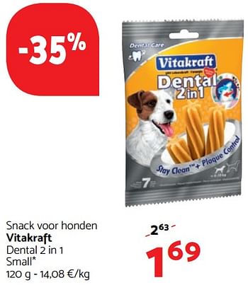 Promoties Snack voor honden vitakraft dental 2 in 1 small - Vitakraft - Geldig van 02/11/2017 tot 15/11/2017 bij Tom&Co
