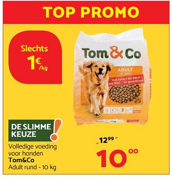 Promoties Volledig voeding voor honden tom+co adult rund - Huismerk - Tom & Co - Geldig van 02/11/2017 tot 15/11/2017 bij Tom&Co