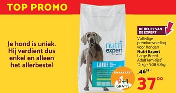 Promoties Volledige premiumvoeding voor honden nutri expert large breed adult lam-rijst - Nutri Expert - Geldig van 02/11/2017 tot 15/11/2017 bij Tom&Co