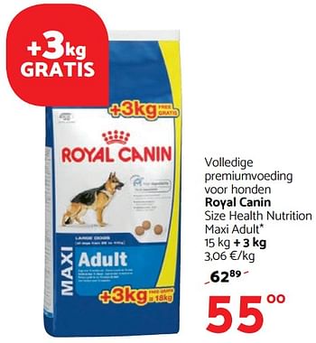 Promoties Volledige premiumvoeding voor honden royal canin size health nutrition maxi adult - Royal Canin - Geldig van 02/11/2017 tot 15/11/2017 bij Tom&Co