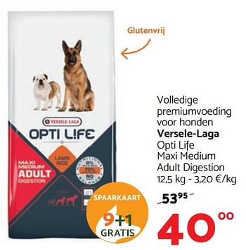 Promoties Volledige premiumvoeding voor honden versele-laga opti life maxi medium adult digestion - Versele-Laga - Geldig van 02/11/2017 tot 15/11/2017 bij Tom&Co