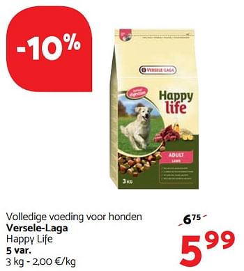Promoties Volledige voeding voor honden versele-laga happy life - Versele-Laga - Geldig van 02/11/2017 tot 15/11/2017 bij Tom&Co